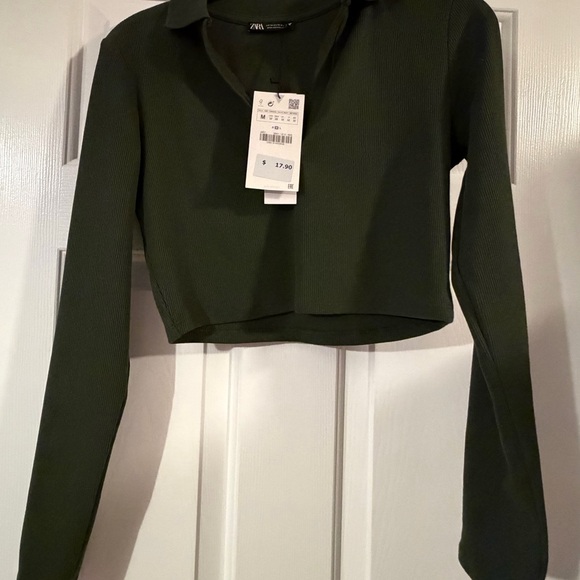 NWT Zara Dark Green Cropped Top - Picture 2 of 6